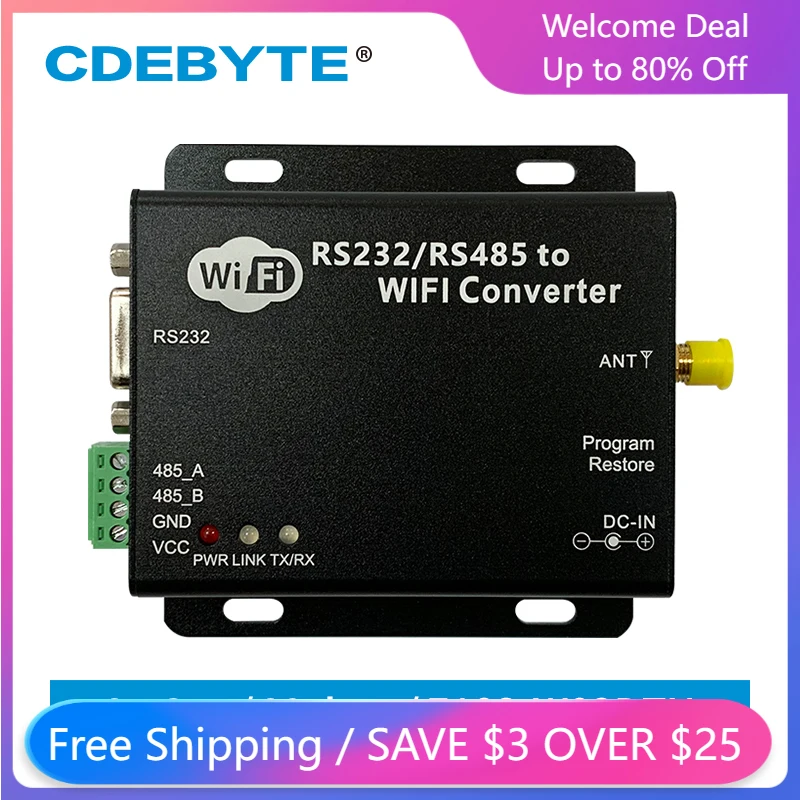 

CC3200 2.4GHz 20dBm RS232/RS485 Wifi Serial Server 100mW IOT Uhf Wireless Transceiver Module Transmitter Receiver E103-W02DTU