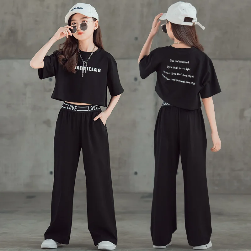 2023 Summer New Teen Girls Clothing Sets Children Fashion Letter Tops + Pants 2Pcs Outfits Kids Tracksuit 5 8 9 12 13 14 Years