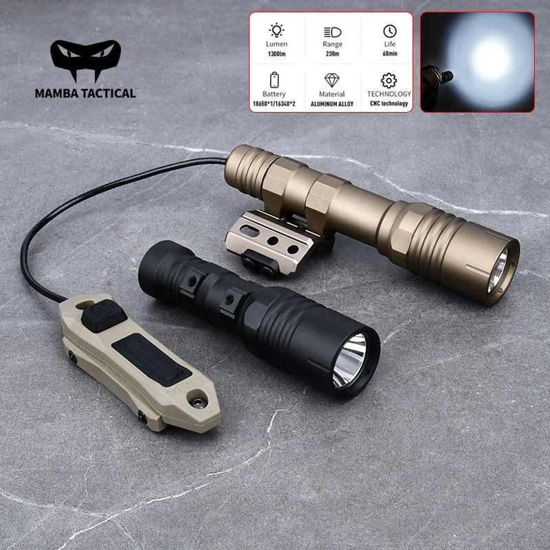 PLHV2 Modlit 1300 Lumens Tactical Flashlight Horizontal Stripe Original LOGO Metal White LED Light  Airsoft Hunting Weapon Lamp