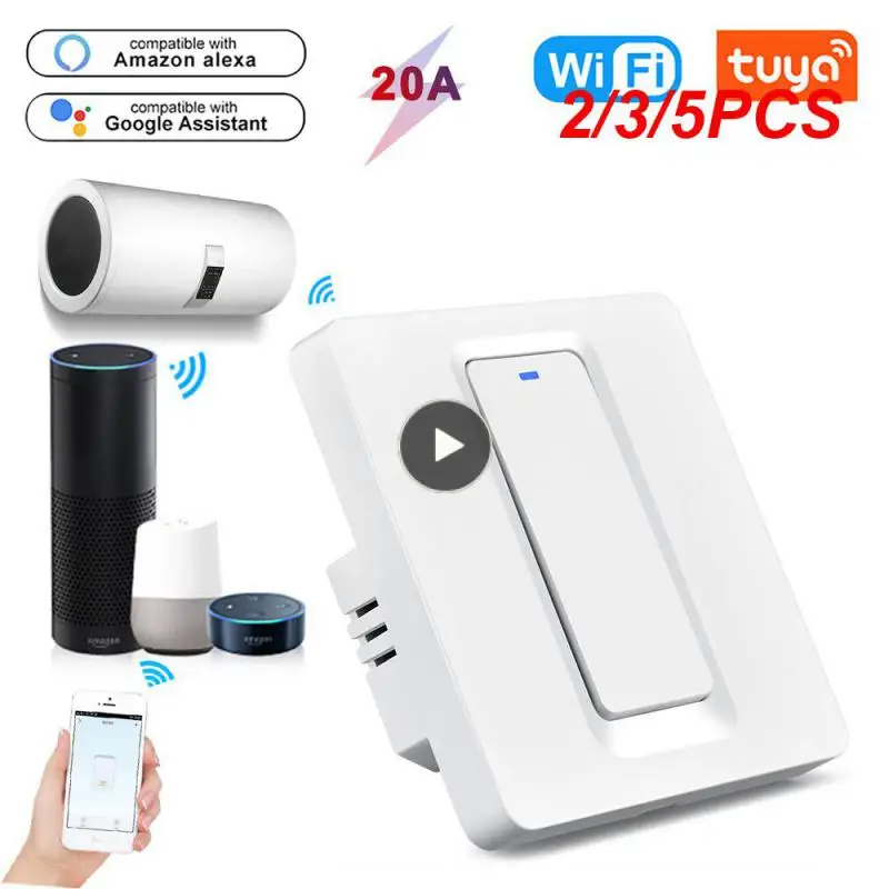 

Смарт-выключатель настенный с таймером и поддержкой Wi-Fi, 20 А, 2/3/5 шт.