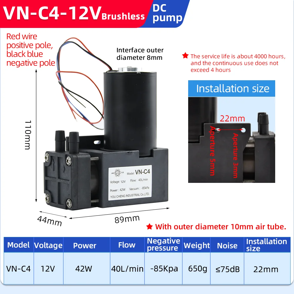Маленький бесщеточный двигатель постоянного тока 12 В 24 в 40 л/мин 42 Вт
