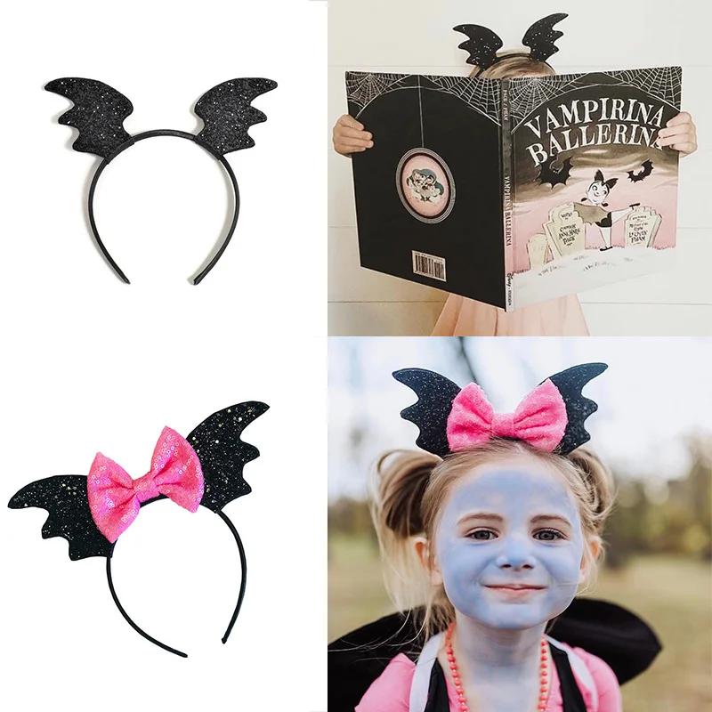 Halloween Bat Wings Headband New Black Vampire Devil Cosplay Hairband Kids Hair Accessories Festival Masquerade Party Headwear