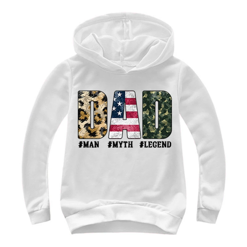 

father's day summer Hoodie Cartoon Print Sweater Girl Baby DAD Hoodie Children's long sleeves Hooded Fashion Kids Sportswear
