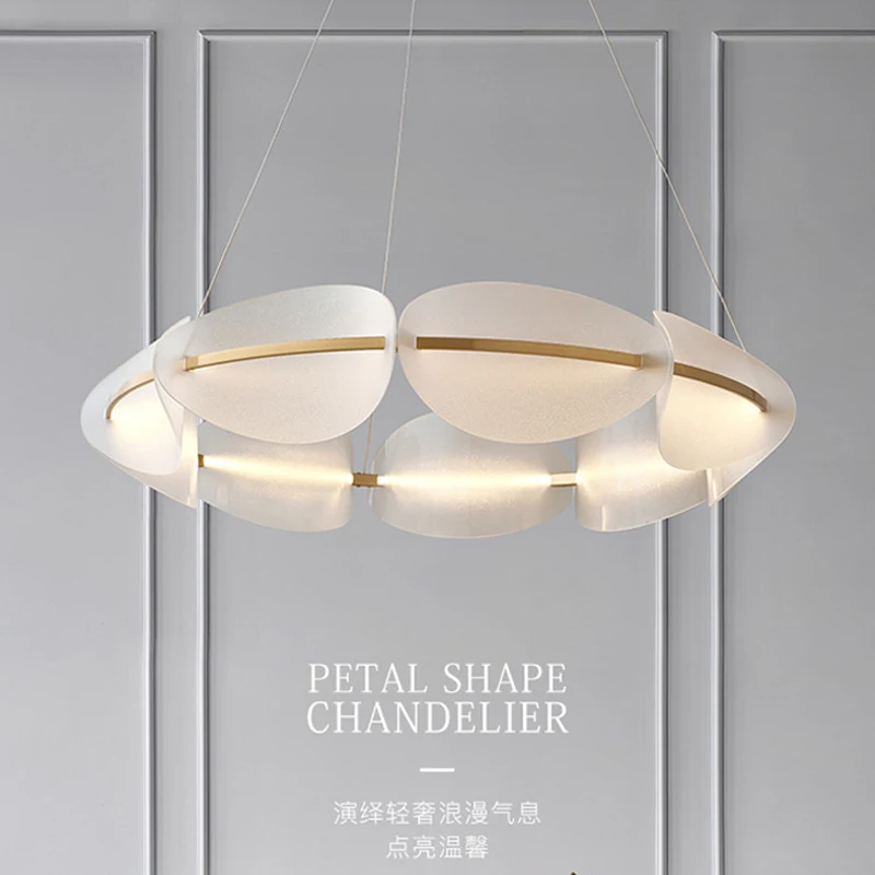 

Modern LED Acrylic Petal Pendant Lamp Livingroom Restaurant Hotel Minimalist Illumination Luminaire Home Hanging Light Fixtures