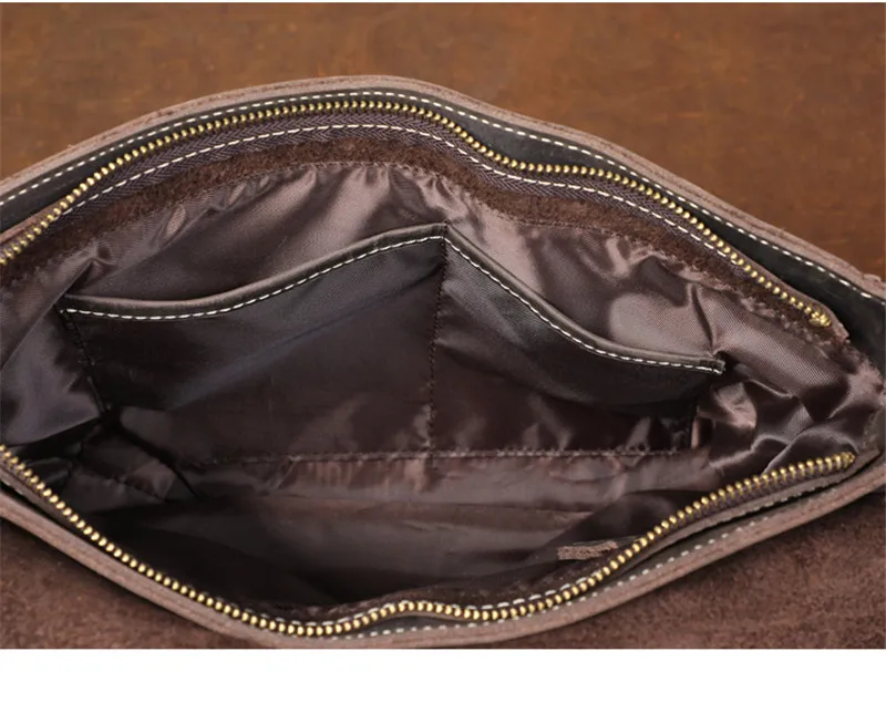 Retro fashion luxury crazy horse leather men's square shoulder bag outdoor daily work youth real cowhide big messenger bag