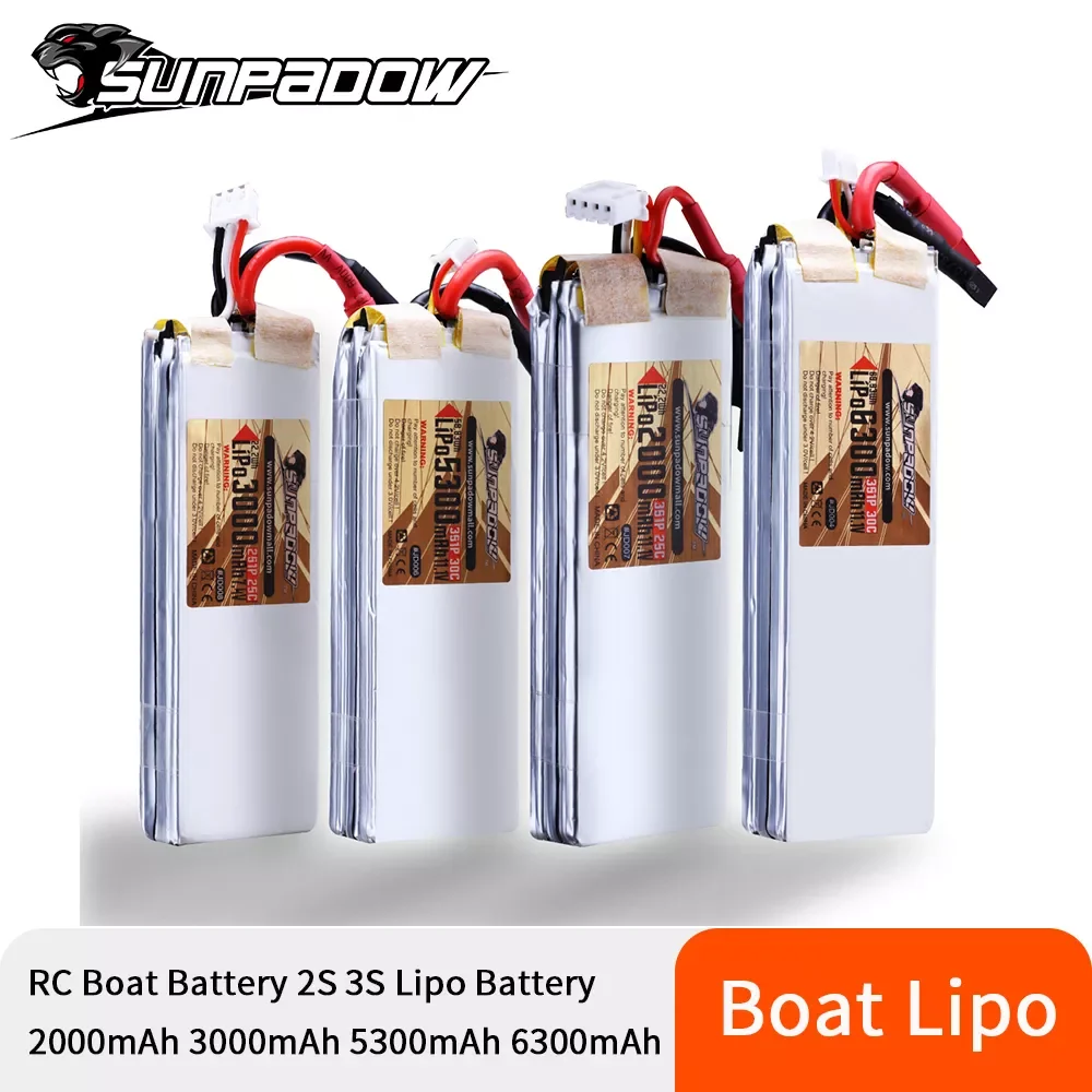 

3S Lipo Battery 11.1V 2000mAh 5300mAh 6300mAh 25C 30C With Balance Port For High Speed Race Boat Eco Mono Hydro Racing