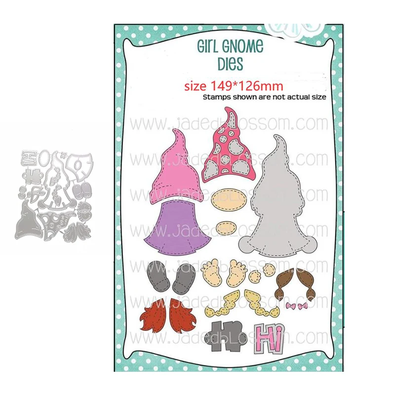 

Girl Gnome Frame Metal Cutting Dies Craft for Scrapbooking Handmade Tools Mold Knife Mould Blade Punch Stencil Model Decoration