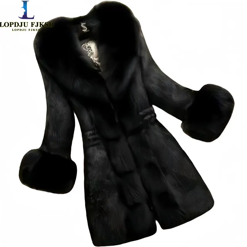 

Faux Mink Fur Coats for Women, Lace-up, Long, Loose, Thicken, Warm, Teddy Jacket, Female Clothes, Winter, High Quality, New