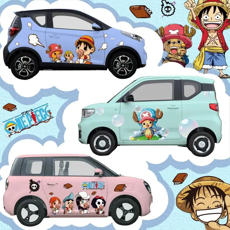 Фото Новая наклейка на автомобиль One Piece, декор для кузова, защита от царапин, наклейка с Луффи и Чоппером, праздничный подарок №2
