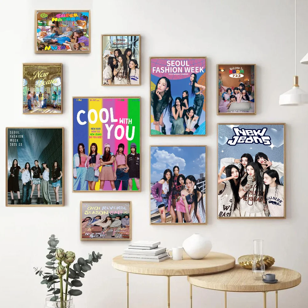 Kpop N-Newjeans винтажные постеры липкие для комнаты домашний бар кафе Декор кавайный