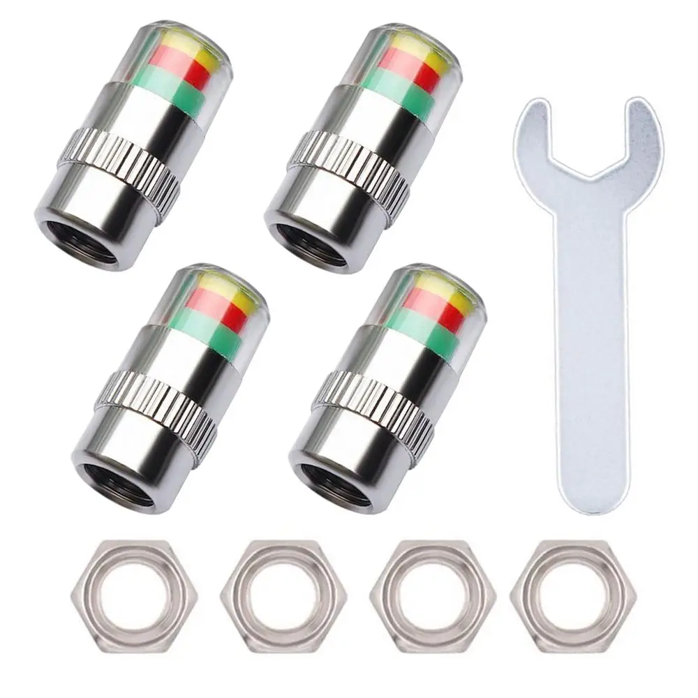 

4/8pcs Motorcycle Car Tire Pressure Monitor Tire Pressure Gauge Indicator Valve Stem Caps 2.0-2.3bar Sensor Indicator