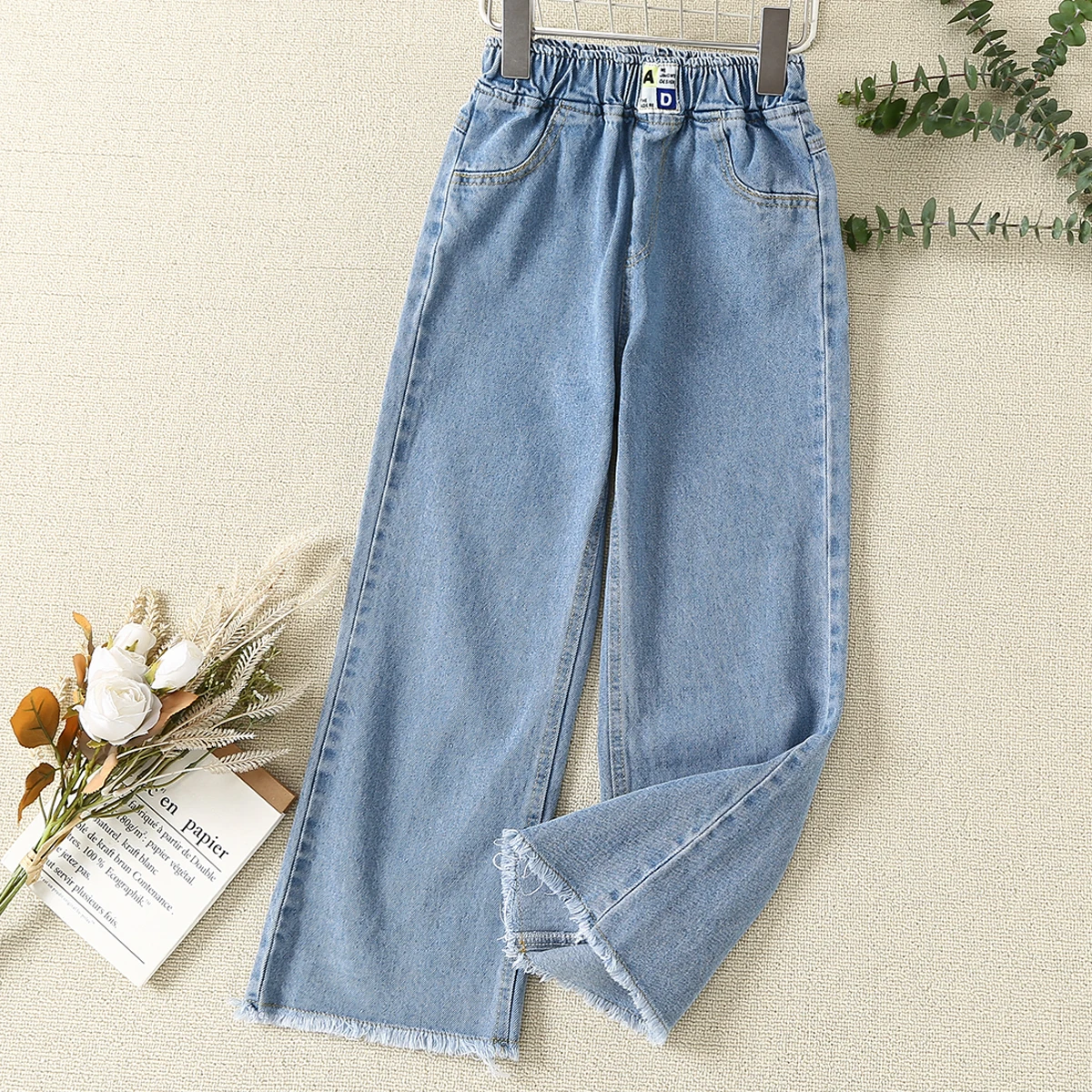 

Teenagers Girls Jeans for Kids Denim Wide Leg Pants Baby Children Trousers School uniform Spring Autumn Kids Clothes 4-13 Years
