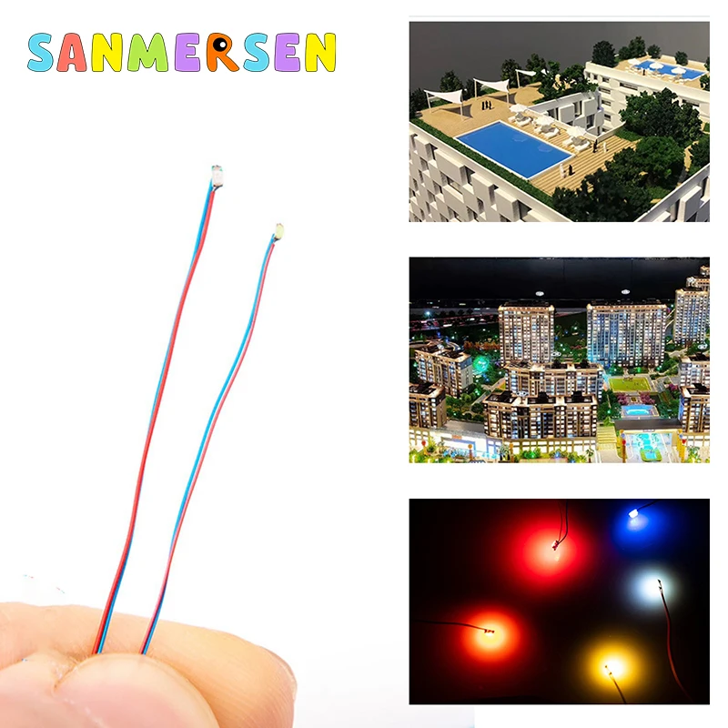 50Pcs/Set 0402 0603 SMD Lamp Wired Micro LED Pre-soldered Chip 3V Railway Model Toy Light DIY Leads 30cm Micro Landscape Light