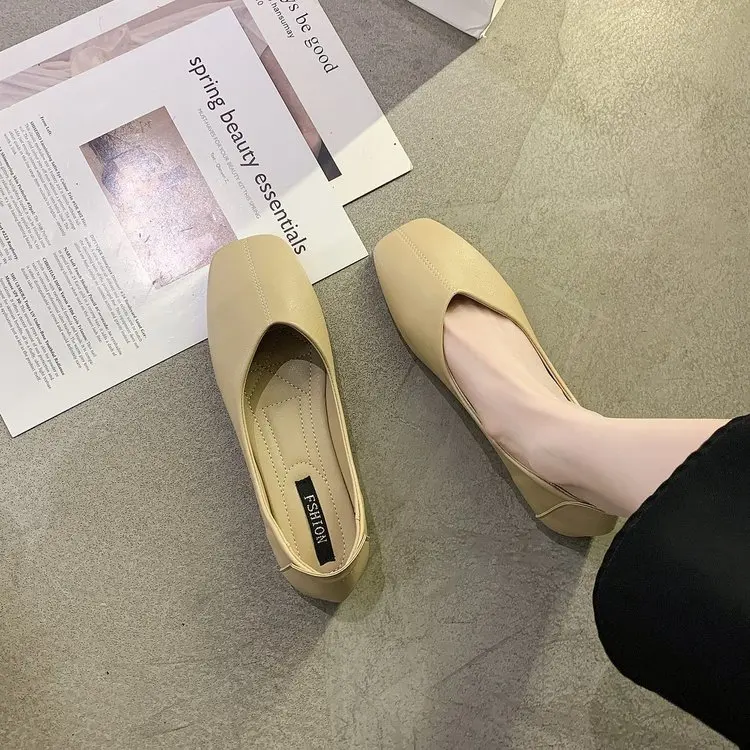 

All-Match Shoes Woman 2023 Soft Shallow Mouth Female Footwear Square Toe Casual Sneaker New Summer Grandma Comfortable Dress Moc