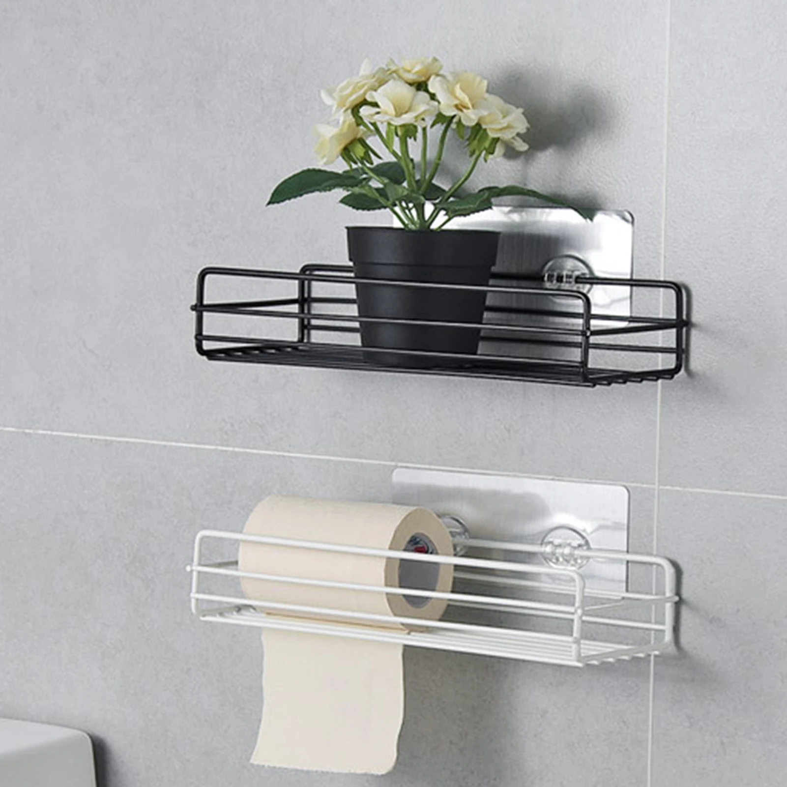 

Стеллаж для хранения из кованого железа для ванной комнаты, настенный, самоклеящийся, JS22