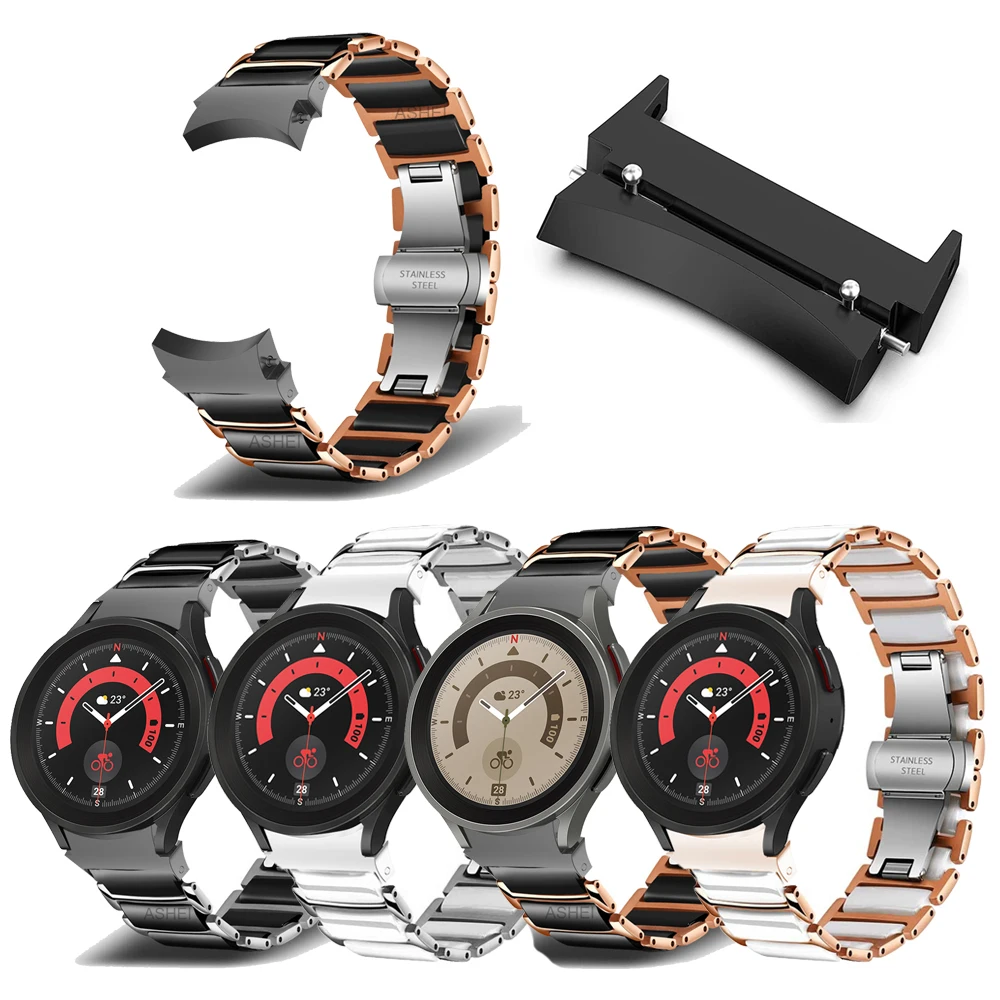 

Ремешок без зазора correa для samsung galaxy watch 5 4 44 мм 40 мм, керамический металлический браслет для galaxy watch 5 pro 45 мм 4 classic 46 мм 42 мм