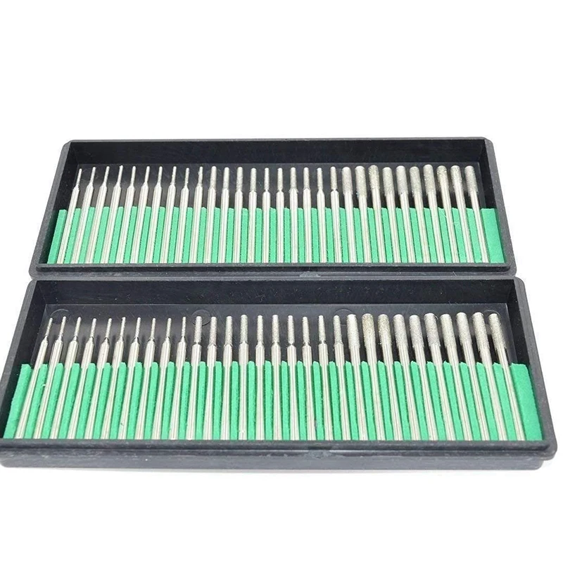 60 High-Grade Diamond Drill Bits Cylindrical Burr Set Diamond Grinding Needle 30Pcs Set 1Mm, 2Mm, 3Mm