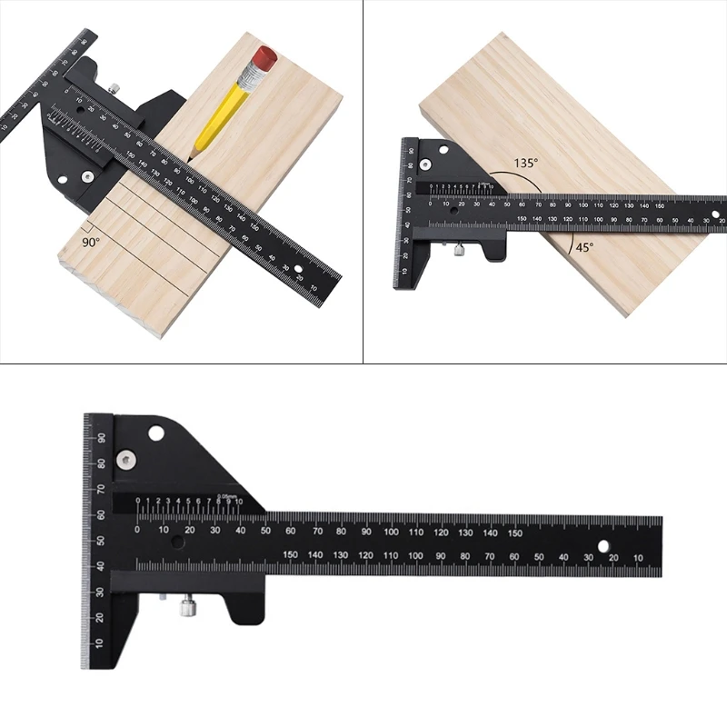 

Aluminum Alloy Scale Metric Measure Scribing Ruler for T Shape Woodworking Carpentry Marking Tool Line Drawing Ruler