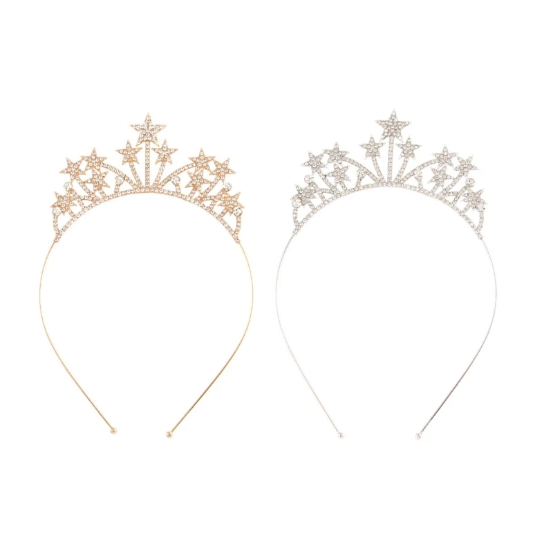 

Blingbling Crystal Hair Hoop Tiaras for Pageant Prom Headband Elegant Hairband Club Headpiece Photo Props DXAA