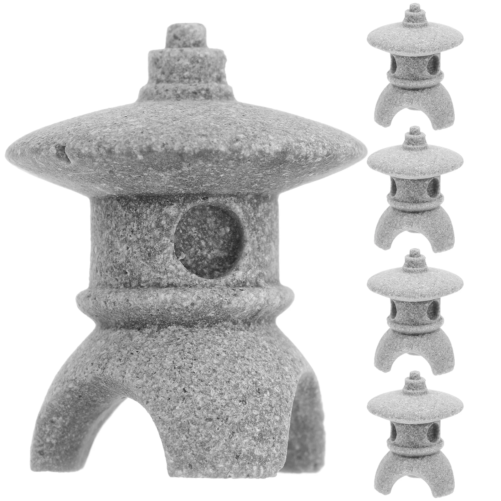 

5 Pcs Asian Decor Micro Landscape Trendy Home Miniature Pagoda Statue Figurines Outdoor Lantern Bonsai Simulation Pavilion