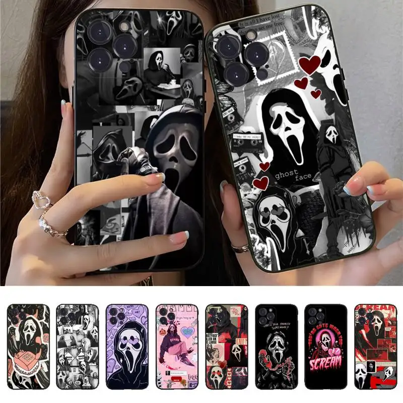 

Ghostface horror Scream art pattern Phone Case For iPhone 14 13 12 Mini 11 Pro XS Max X XR SE 6 7 8 Plus Soft Silicone Cover