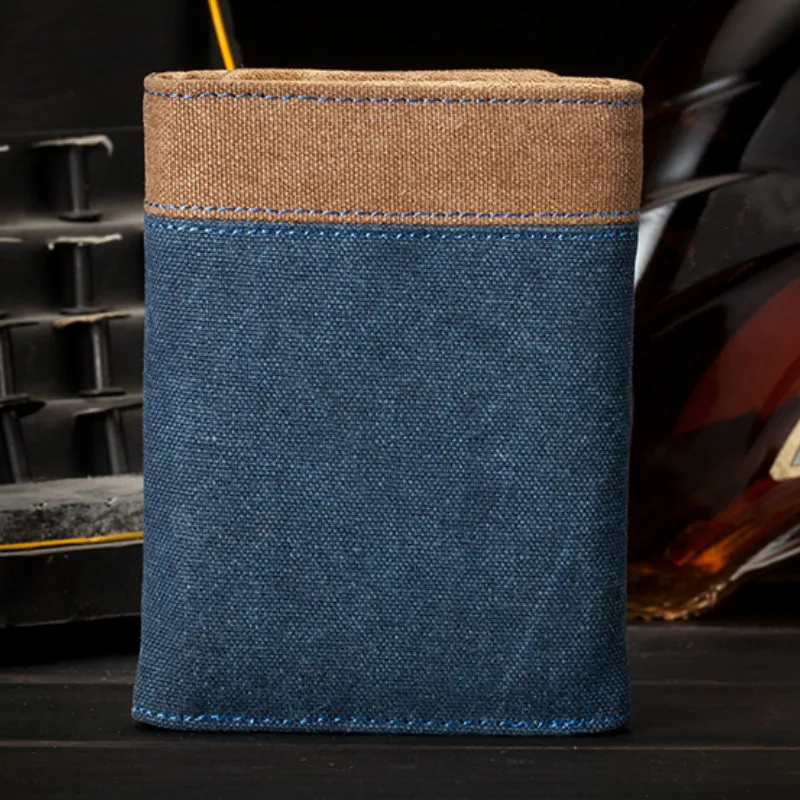 Men's Canvas Minimalist Wallet Male Slim Business ID Card Holders Purse Luxury Brand Designer Small Tri-fold Wallets for Men