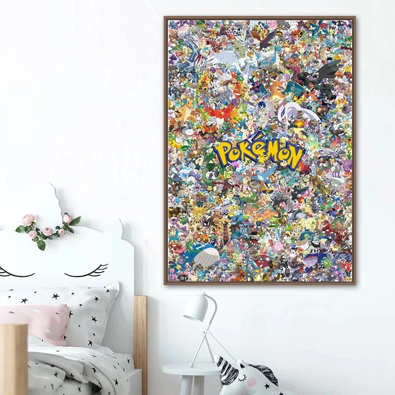 

Pokemon All Monster Lovely Pikachu Posters and Prints Modern Cartoons Animation Wall Art Canvas Painting Bedroom Home Decoration