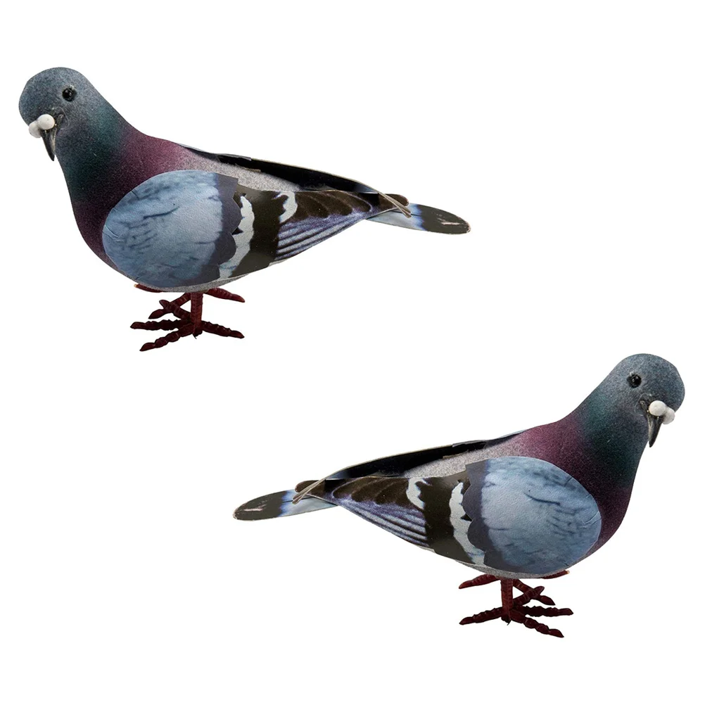 

2 Pcs Micro Dove Figurine Foams Bird Figurines Home Decorations Garden Prop Ornaments The