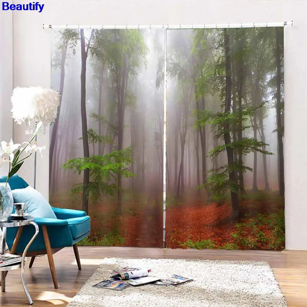 

Beautify Customize 3D Curtains Heavy fog Scenery Window Living Room Curtains Blackout Window Beautiful Becoration