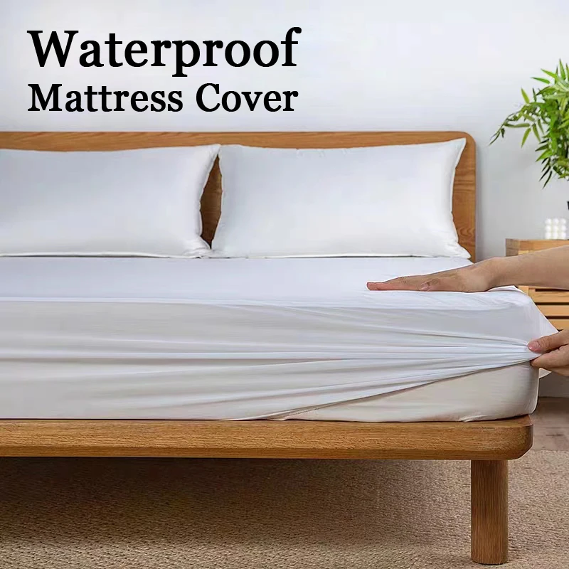 

Waterproof Bed Fitted Sheet Solid Nordic Adjustable With Elastic Band Mattress Cover For Single Double Full Queen King Muti Size