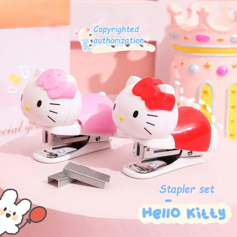 

Kawaii Sanrio аниме Hellokitty канцелярские принадлежности стандартный набор переплетная машина для бумаги офисный переплет мини портативный размер ...
