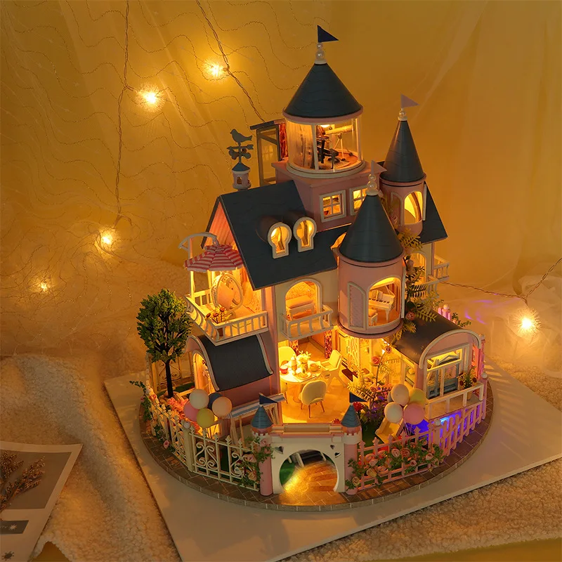 

Hongda L2121 European Romantic Castle Diy House Figure Mininatures Model Building Blocks Doll House Birthday Gift For Kids