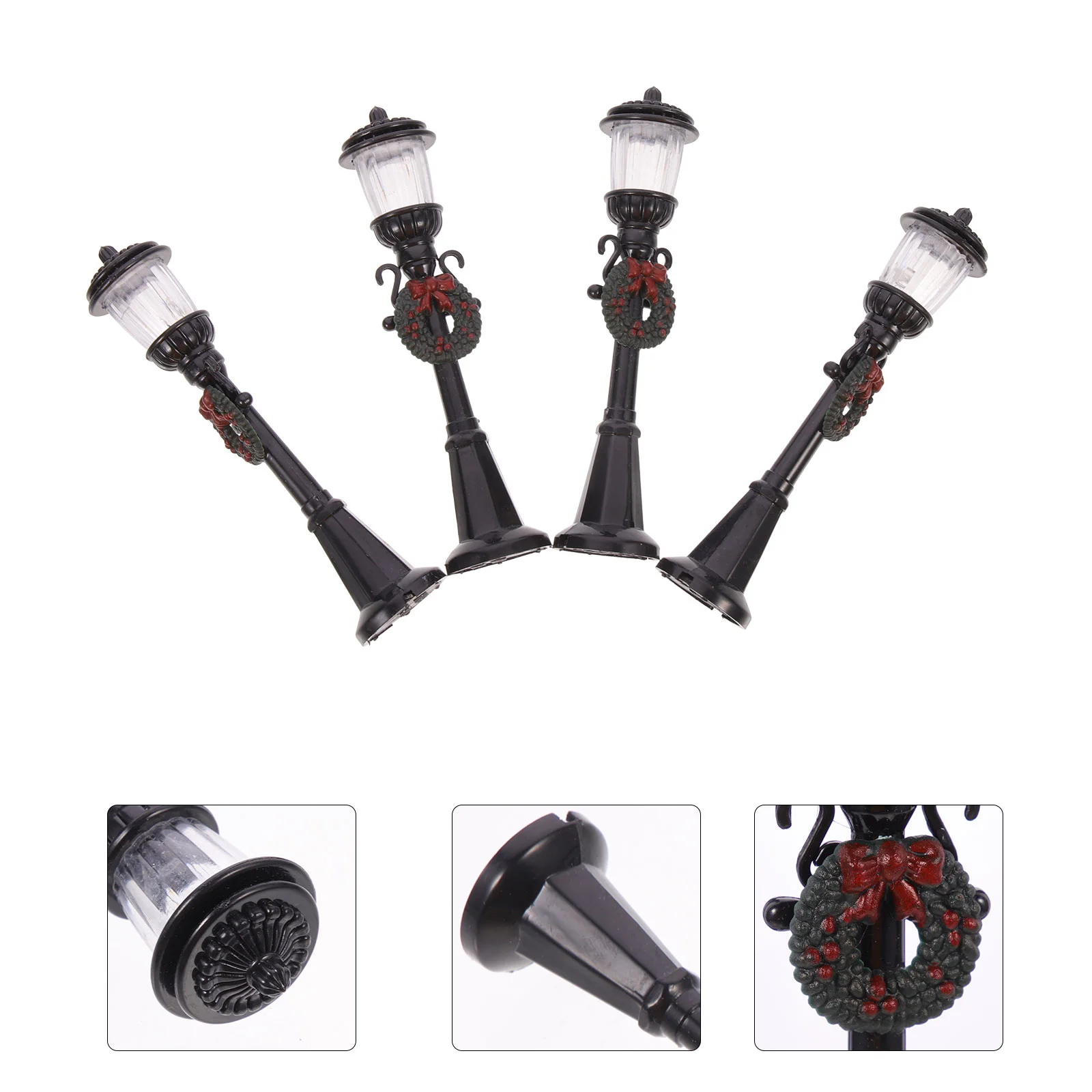 

4pcs House Street Model Street Props Miniature Street Lamps