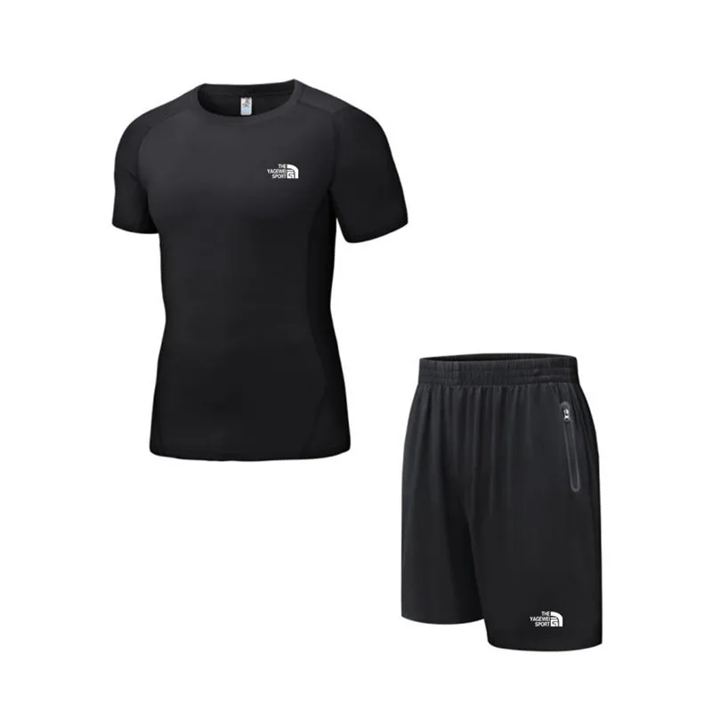 

brand men's sportswear kit short sleeve sports sport shirt men running 2pcs suit for soccer gym fitness men t-shirts+shorts sets