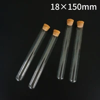 24pcslot 18x150mm clear round bottom glass test tubes with cork wooden stoppers laboratory supplies