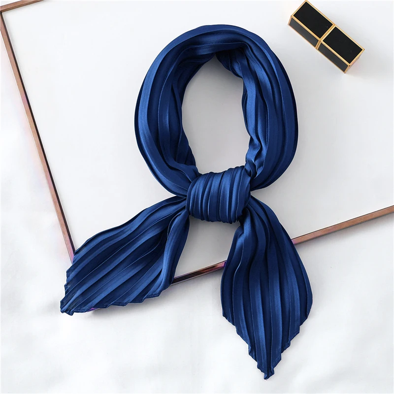 

Zijden Sjaal Crinkle Vrouwen Hals Sjaals Haarband Foulard Bandana Vrouwelijke Halsdoek Zachte Pure Kleur Dame Hoofdband Zak Tie