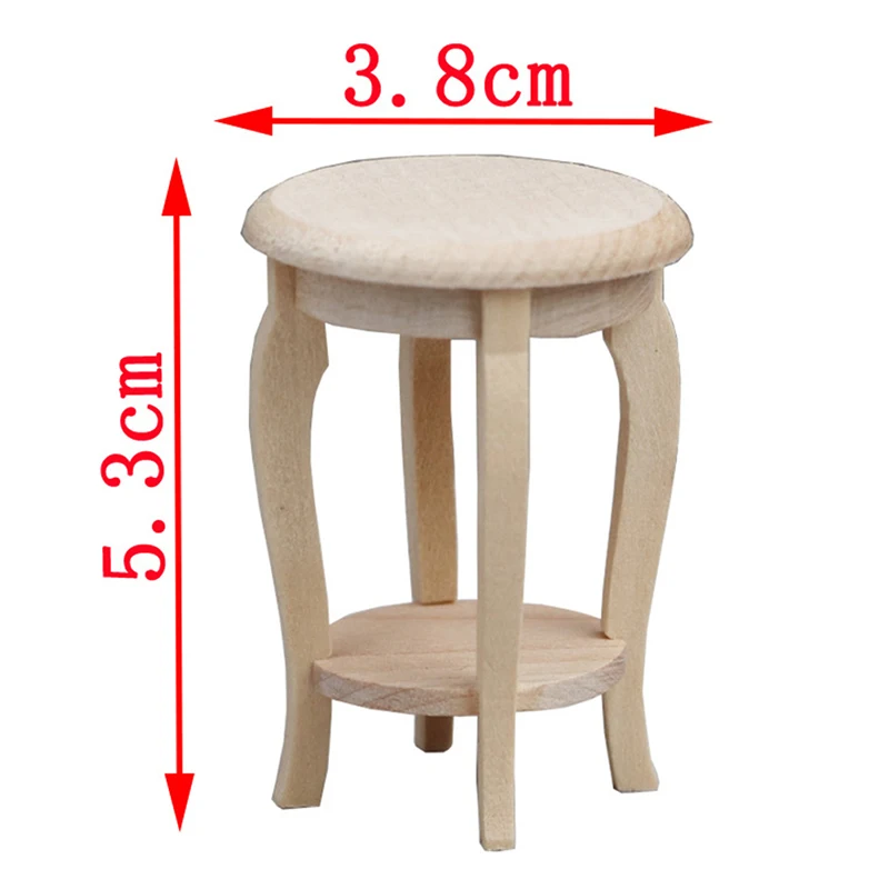 

1Pc 1/12 Dollhouse Furniture Miniature Simulation Wooden Stool Living Room Toy Doll House Accessories Kids Toy