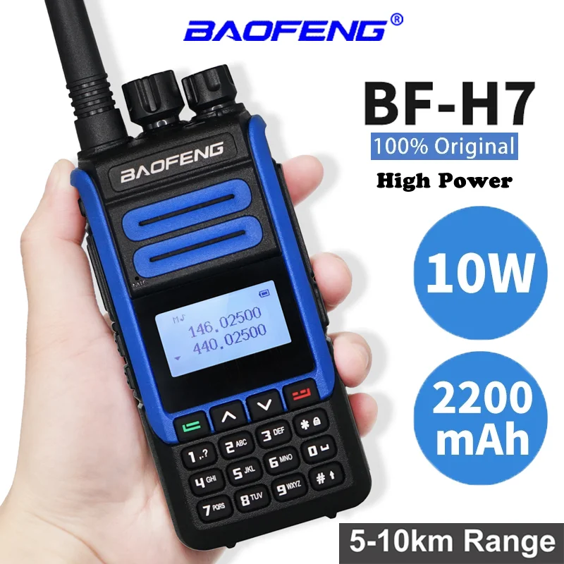 2022baofeng bf h7 walkie talkie 10w portable radio station fm remotely transceiver 2200mah dual band two way radio lcd screen free global shipping