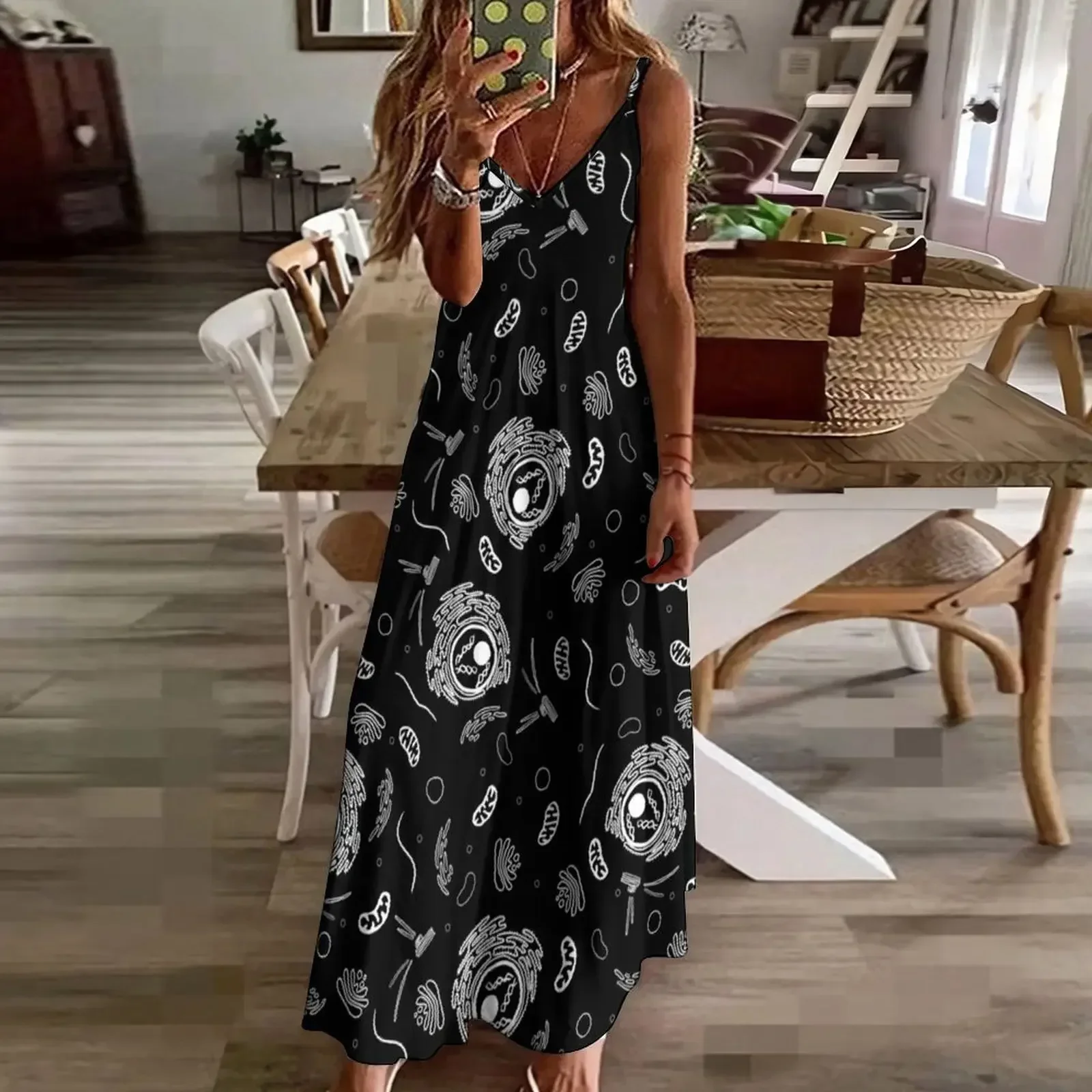 Органайзеры Белое на черном платье без рукавов вечерние платья для женщин