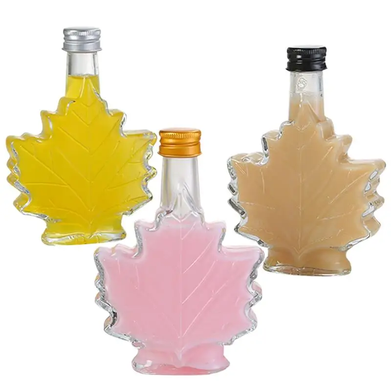 

3Pcs 3.38oz Empty Wishing Perfume Bottles Maple Leaf Bottle Candy Storage Jars Transparent Glass Bottles Essential Oil Vials