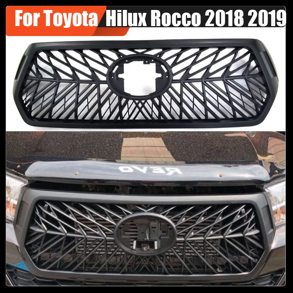 

Car Accessories Modified ABS Racing Grill Front Bumper Mask Mesh Cover Front Grills Grille For Toyota Hilux Rocco 2018 2019