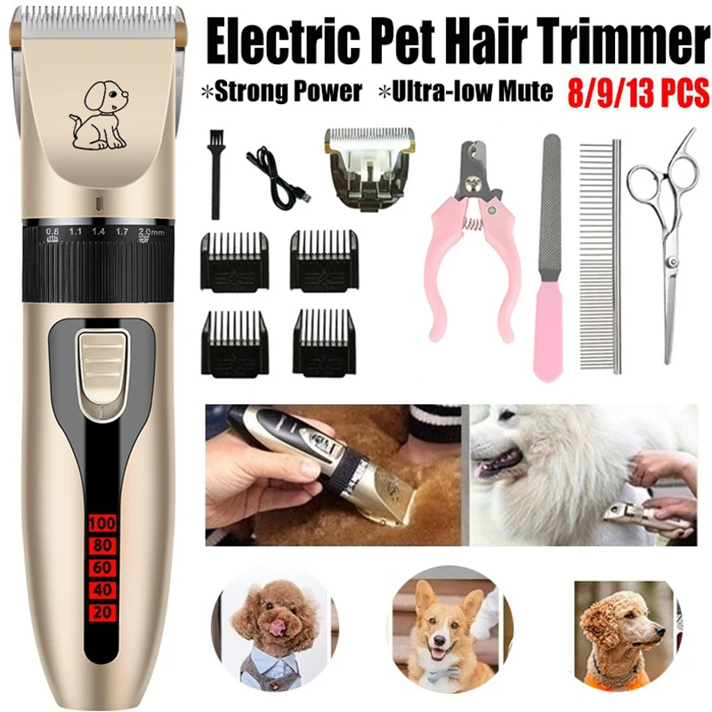 

Professional Electric Pet Hair Trimmer Rechargeable Low Noise Clipper Grooming Cutter Pet Dog Cat Grooming Tools Pet Supplies