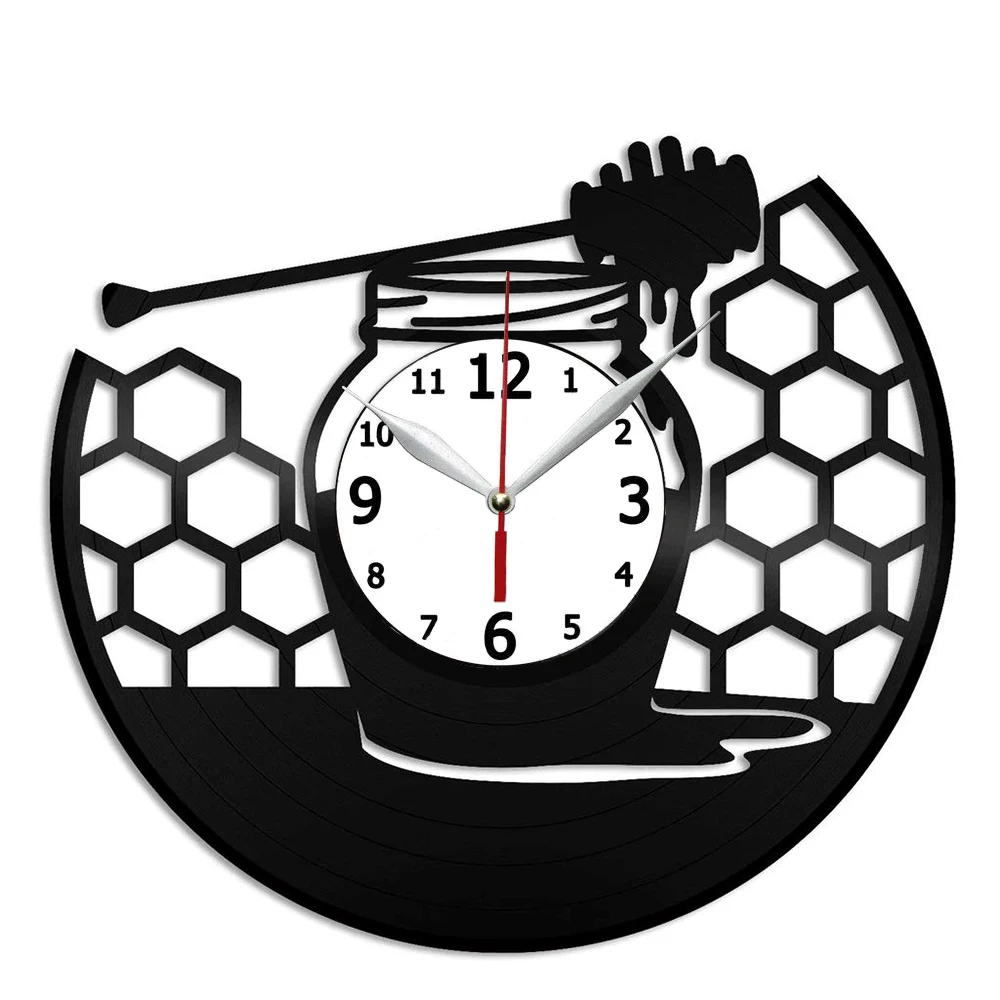 

Виниловые настенные часы Honey, уникальные винтажные настенные часы, персонализированные украшения для дома, 12 дюймов