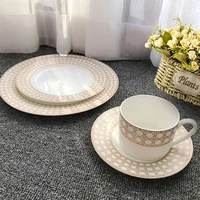bone china golden rattan plaid coffee cup ceramic tea black tea cup dish animal tablewar set wedding and housewarming gifts