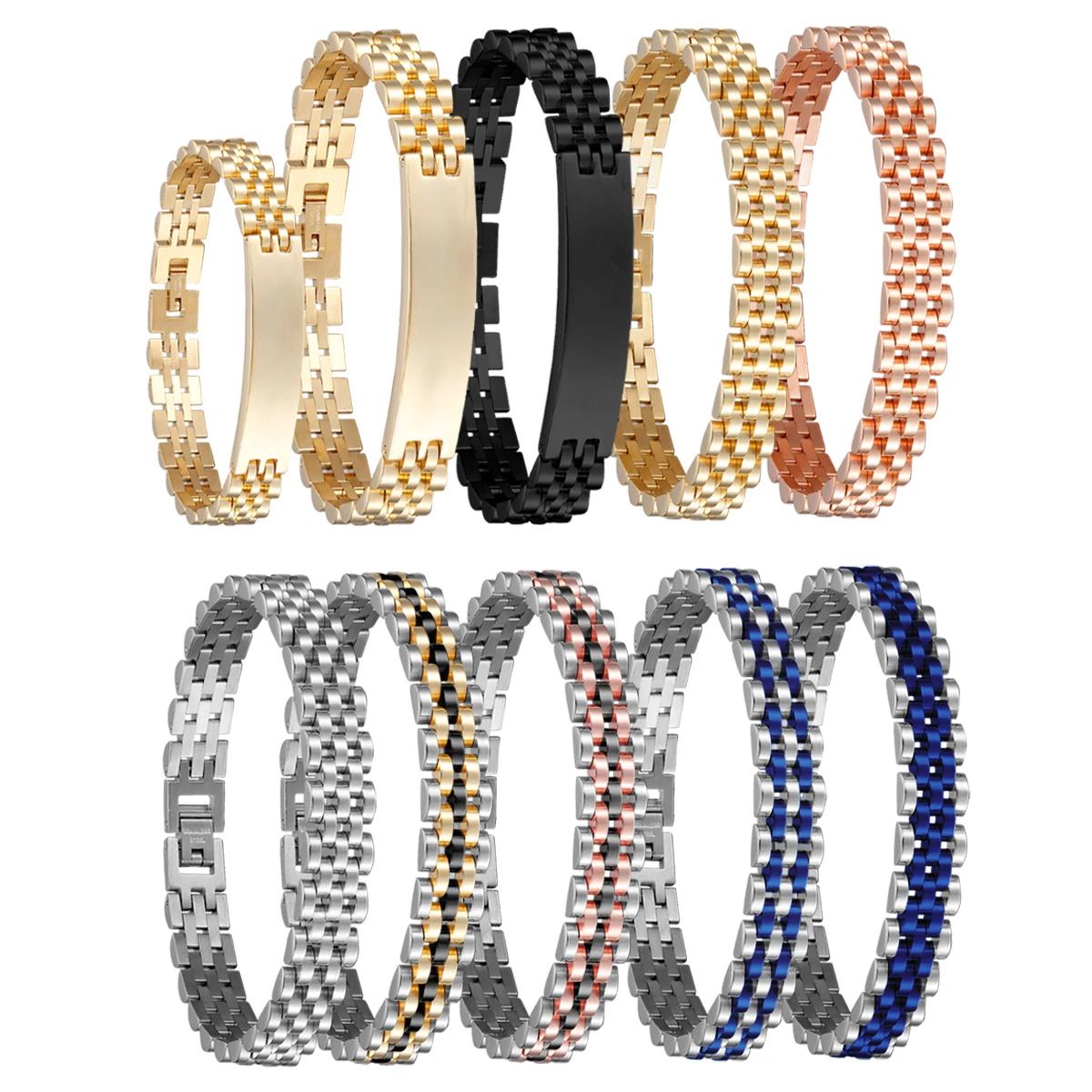 

Модный Роскошный Регулируемый браслет-цепочка для часов из нержавеющей стали с золотым покрытием шириной 10 мм, браслет унисекс