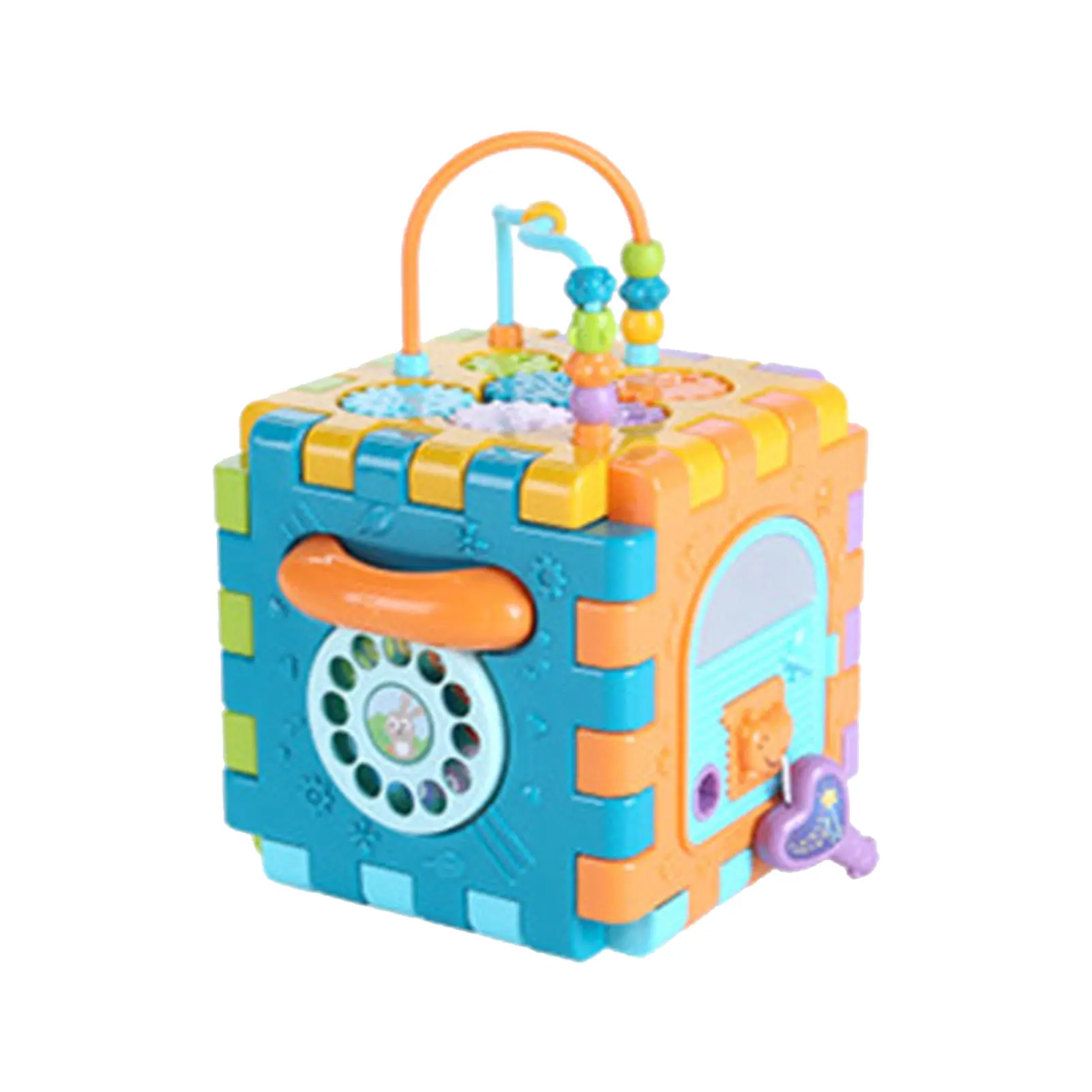 

Лабиринт с бусинами 6 в 1, пластиковое раннее развивающее рулевое колесо, пианино, кубик для мальчиков и девочек, прочный, с музыкой, подарок н...