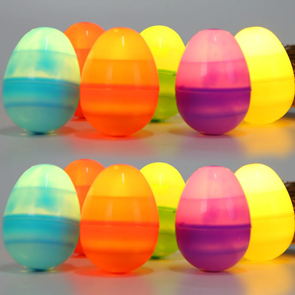 

12PCS New Easter Light-emitting Eggs Creative Colorful Easter Decoration Light-emitting Eggs Scene Layout Plastic Twisted Eggs