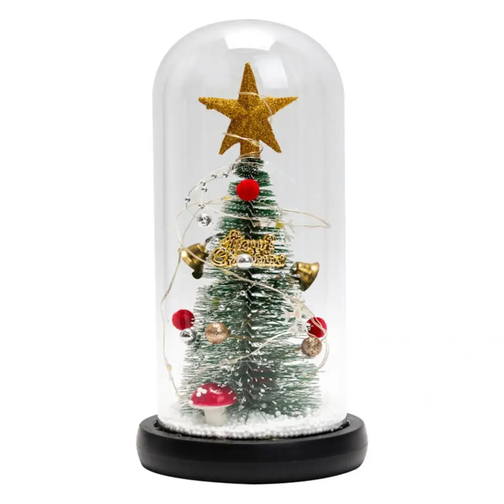 

Practical Great Vivid Xmas Tree LED Desktop Decorative Lamp Glass Night Light Non-glaring for Party