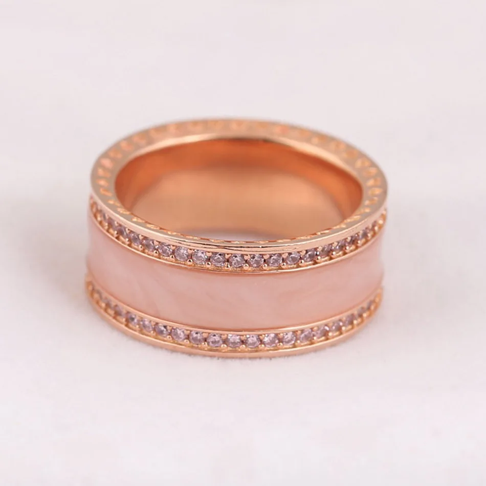 

Rose White & Pink Hearts Ring For Women Authentic S925 Sterling Silver Lady Jewelry Girl Birthday Party Gift