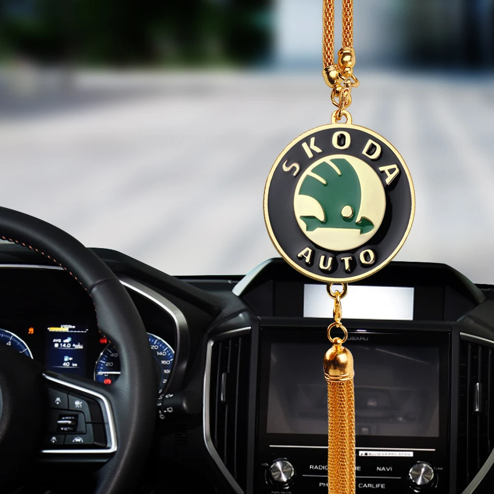 

Car Accessories 3D Alloy Rearview Mirror Ornaments Pendant Hanging For Skoda octavia 3 2 fabia superb 3 rapid Kamiq Scala Yeti